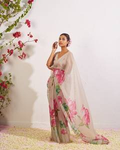 Indian Boutique Exclusivo Último Estilo Suave Organza Impreso Sari Suave Elegante Sari para Adultos PARA LA Fiesta Nupcial Desgaste de Moda - Product Image 2