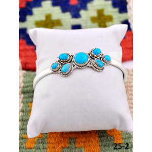 Southwest Handmade Kingman Turquoise & Sterling <b>Silver</b> <b>Cuff</b> <b>Bracelet</b> Cultural Collectible Jewelry for Men & Women - Product Image 3