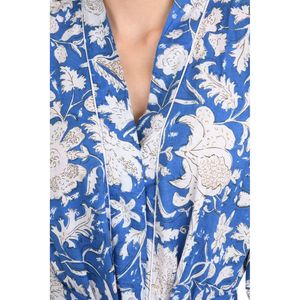 Boho Style Lightweight Cotton <b>Kimono</b> Indian Handprinted Floral Print Pattern Luxury Summer <b>Beach</b> House Cover Swimsuit Cover Ups - Product Image 2