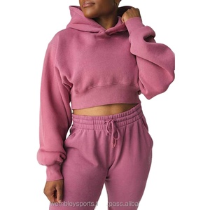 Sudadera con capucha de manga larga para mujer al por mayor, Sudadera corta con logotipo personalizado, Sudadera ligera y resistente al viento para mujer - Product Image 1