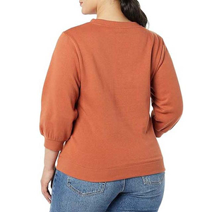 OEM personalizado casual de punto de invierno 100% algodón sudadera de mujer-de gran tamaño de cuello redondo de manga larga respetuoso con el medio ambiente logotipo personalizado - Product Image 2