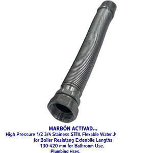 Conector Flexible de Agua de Acero Inoxidable de Alta Presión 1/2 3/4 para Caldera, Resistente, Longitudes Extensibles de 130-420 mm para Uso en Baños - Product Image 2