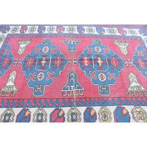 6.1x9.4 ft Vintage Rug, Turkish Rug, <b>Red</b> Floral <b>Wool</b> Rug - Product Image 4
