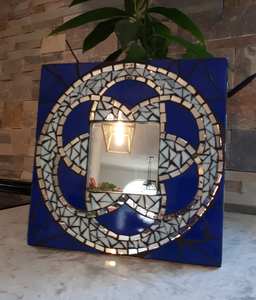 Espejo de mosaico de plata, espejo de mosaico redondo - Product Image 2