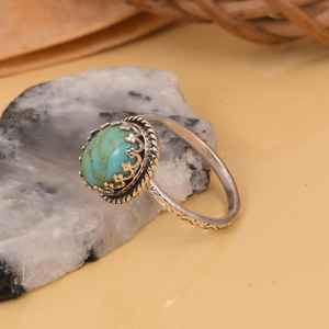 แหวนเงินแท้สีเทอร์ควอยส์ kingman เครื่องประดับสไตล์โบโฮวินเทจแหวนพลอยแฮนด์เมดของขวัญสไตล์ตะวันตกเฉียงใต้สำหรับเธอ - Product Image 6
