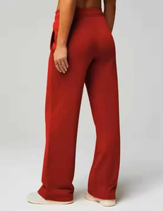 Women Soft Fleece Straight Flat Front Sweatpants Stretchy Regular Fit Comfortable Warm Casual Lounge Mid Waist Winter Wear <b>Lace</b> - Product Image 2