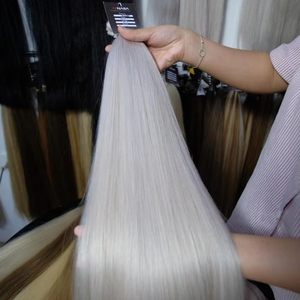 Vente en gros cheveux vierges super lisses vietnamiens longs double tirage blanc brun noir foncé couleur ombre 60cm - Product Image 1