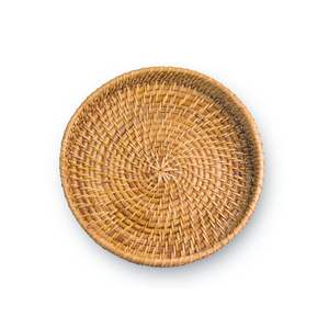 Cane Rattan Bamboo <b>Tray</b> for Serving or Decoration Cane <b>Tray</b> with Handle (Round 12 Inch Diameter 2 Inch Height - Product Image 2