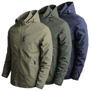 Veste coupe-vent à capuche légère pour homme, style tendance, imperméable, respirante, manteau d'automne, logo frontal, design patchwork - Product Image 2
