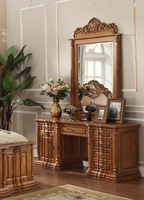 Table de toilette de chambre à coucher en teck massif, style européen, durable et éco-responsable, fabriquée à la main, avec miroir amovible, bois légal indonésien