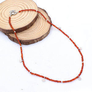 Collier pour femmes en argent sterling massif 925 cornaline naturelle de luxe rouge certifié GIA pour la vente en gros - Product Image 1