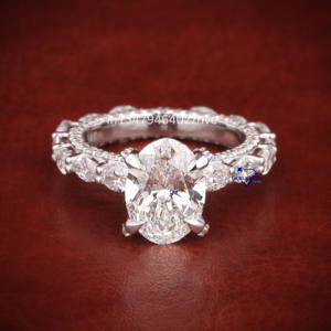 แหวนหมั้นเพชรโมอิสสีทองขาวบริสุทธิ์สำหรับผู้หญิง14KT ความใสระดับสุดยอด - Product Image 1