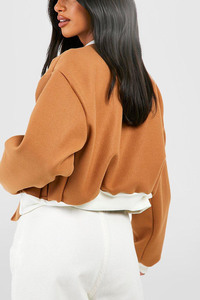 Chaqueta Varsity de Alta Calidad, Cuerpo de Lana, Mangas de Piel de Oveja, Resistente al Viento, Ecológica, Ropa de Invierno Elegante para Mujer 2024 - Product Image 2