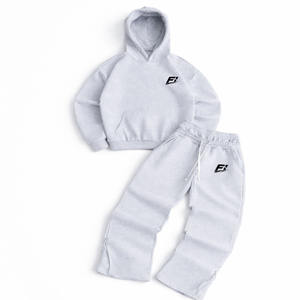 Custom Men's Cotton Heavyweight Fleece Tracksuit Breathable Sweatshirt Hoodies And Joggers Sets B2B Wholesale Private Label - Product Image 1