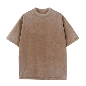 Oversized T-Shirt For Men Acid Washed 220G 100% Cotton Custom Plus Size Blank Tee Vintage Baggy Loose Fit Men's T-Shirts - Product Image 5