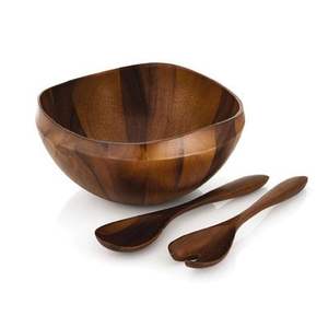 Ensemble de saladiers en bois écologiques avec cuillère et fourchette pour une alimentation saine et une utilisation en cuisine, pour la table à manger de la cuisine - Product Image 2