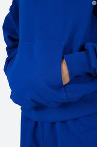 Nouvelle Arrivée Personnalisé Propre Logo Bleu Cordon 400 gsm À Capuche Blanc 80 Coton 20 Polyester Polaire Hoodies - Product Image 2