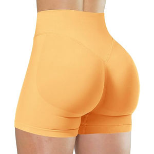 Shorts de Yoga de Cintura Alta con Diseño Fruncido, Levanta Glúteos, Control de Abdomen, para Ejercicio, Mezcla de Poliéster y Spandex, Ropa Deportiva para Mujer - Product Image 1