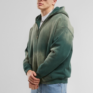 Vente en gros sur mesure Pull surdimensionné Sweat à capuche zippé Boxy Fit Sun Fade Hooded Streetwear Grande taille Sweats à capuche pour hommes - Product Image 3