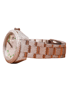 Montre Hip Hop de Haute Qualité Personnalisée en Or Blanc avec Cadran Rond et Chiffres, Sertie de Diamants Moissanite pour Hommes - Product Image 3