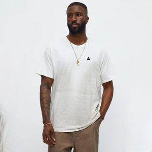 T-shirt pour homme 200 Gsm 100% coton, épaules tombantes, t-shirt uni, streetwear, t-shirt uni pour homme - Product Image 1