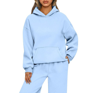 Conjunto Deportivo Informal de Alta Calidad para Mujer, Estilo Holgado, Tela de Felpa, Dos Piezas para Correr, Ropa Deportiva, 100% Algodón - Product Image 1