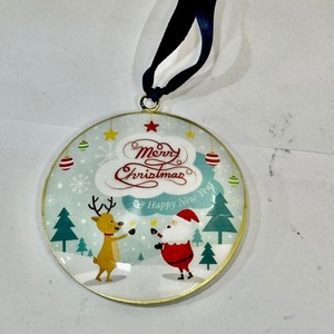 Christmas Decoration High Quality Round Hanging Ornament With Decal Resin <b>Print</b> <b>Sticker</b> Top Selling - Product Image 3