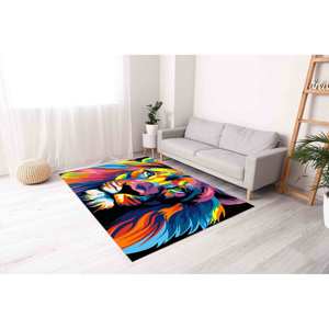 พรมลายสิงโตหลากสี, พรมลายสิงโตแบบนามธรรมสำหรับห้องเด็ก, พรมพิมพ์ลาย, พรมขนนุ่ม - Product Image 4