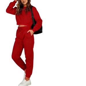 Nouvel ensemble de survêtement sportif deux pièces en polaire unie pour femme, écologique, séchage rapide, taille élastique - Product Image 3