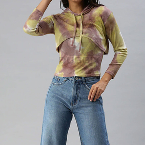 Nueva llegada al por mayor de alta calidad con logotipo personalizado mujeres Crop Top 2025 Material polar mujeres Crop Top transpirable con capucha - Product Image 5