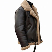 Veste d'hiver moderne en cuir de vachette et peau de mouton avec un design épuré, écologique, légère et chaude, avec une couche intérieure et un logo frontal