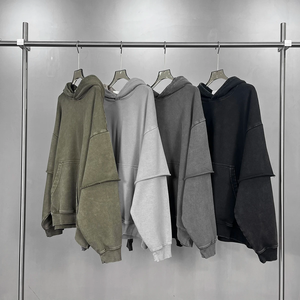 เสื้อมีฮู้ดแนวสตรีทของผู้ชายเสื้อสเวตเชิ้ตแขนยาวลำลองทรงหลวมแบบสวมหัวมีฮู้ดผ้าคอตตอน100% ฤดูใบไม้ร่วง - Product Image 6