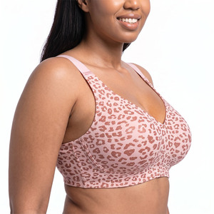 Wholesale <b>Push</b>-<b>Up</b> Breathable Seamless <b>Wireless</b> Underwear Pink Leopard Contour Minimizer Everyday Support <b>Bra</b> - Product Image 2