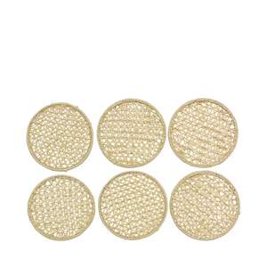 Sous-verres en raphia naturel tissé bohème chic, napperons faits à la main pour la décoration de la salle à manger et du salon - Product Image 1