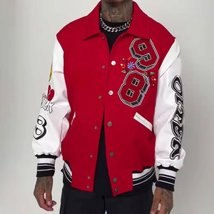 Custom Logo Men's Lettermen <b>Jacket</b> with Turn Down Collar High Street Style <b>Canvas</b> Design - Product Image 3