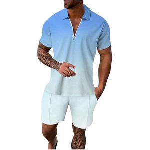 2024 nouvelle mode Logo personnalisé vêtements de sport d'été chemise et short de course hommes coton personnalisé hommes ensemble court en gros - Product Image 4