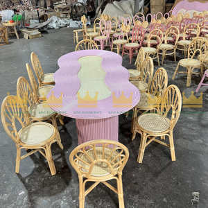 Ensemble de chaises de table modernes mignonnes et robustes, meubles d'intérieur et d'extérieur en rotin pour chambre à coucher d'enfants, salon, cuisine, fête - Product Image 4