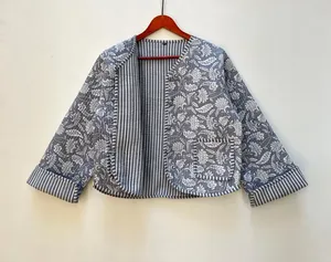 Nouveau style femmes coton matelassé réversible mode veste manteau Floral kantha femmes filles veste hiver été bohème longue - Product Image 5