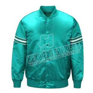 Nouvel arrivage de veste universitaire pour hommes de haute qualité en satin rouge col montant personnalisé style décontracté technique de teinture unie pour l'hiver - Product Image 1