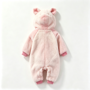 Mono de bebé personalizado de peluche con diseño de cerdo rosa, pelele de bebé con capucha de cerdo de lana, disfraz de cerdo para recién nacido. - Product Image 4