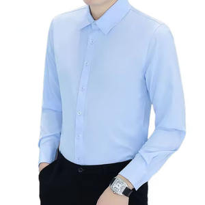 เสื้อเชิ้ตผู้ชายสไตล์ซาฟารีลำลองสำหรับฤดูใบไม้ร่วง ลายสก็อต ระบายอากาศได้ดี ผ้าโพลีเอสเตอร์ผสมคอตตอนป๊อปลิน แขนยาว ปกคอพับได้ ไม่ยับง่าย - Product Image 2