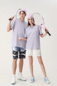 เสื้อยืดสีขาวโชว์ไหล่ปล่อยแบบเรียบๆของผู้ชายเสื้อยืดโอเวอร์ไซส์สำหรับผู้ชายผ้าคอตตอน100% โลโก้ตามสั่ง - Product Image 4