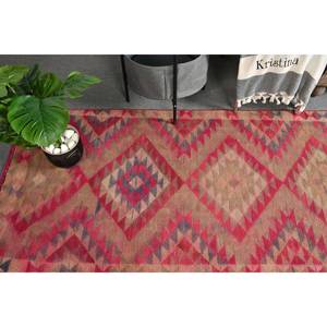 Tapis Kilim turc vintage grande surface 29x112 pieds rouge beige plat tissage tapis de jute avec motif patchwork support en latex pour couloir - Product Image 2