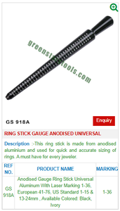 Ring Stick Gauge Anodizado Universal GS 918A Herramientas de joyería para herramientas de joyería - Product Image 2