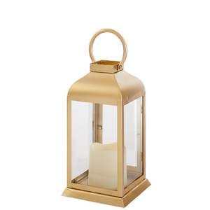 Linternas de hierro de metal recubiertas de oro para el hogar, boda, Navidad, iluminación de mesa, decoración, velas colgantes, linternas - Product Image 1