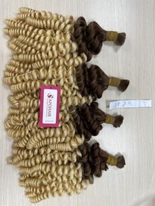 Rubio para Ombre 100% Remy Cabello humano Virgen Cuerpo brasileño Ondulado Extensiones a granel Sin enredos o desprendimiento - Product Image 3