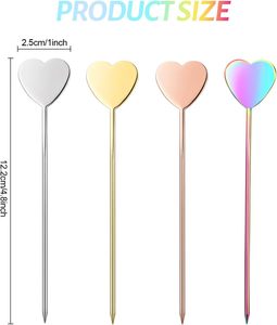 Varillas agitadoras de metal recién lanzadas Varillas giratorias de acero inoxidable Agitador de bebidas de metal con forma de corazón - Product Image 4