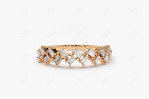Baguette de oro de 14k para boda, banda de diamante cultivado en laboratorio, Media eternidad, apilable, 10k, 14k, 18k, fabricante de banda de oro sólido - Product Image 3
