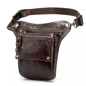 Cuero hombres diseño Casual café clásico hombro Sling Bag moda viaje Fanny cintura cinturón paquete pierna bolsa - Product Image 2
