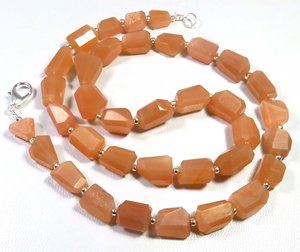 Collar de pepita de melocotón natural de 18 pulgadas, piedra preciosa brillante de 9-13mm, piedras preciosas facetadas sueltas de 36 piezas - Product Image 6